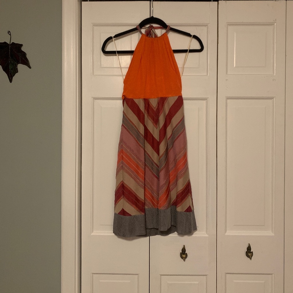Missoni Knit Orange + Pink Halter Dress Sz 40 EUC